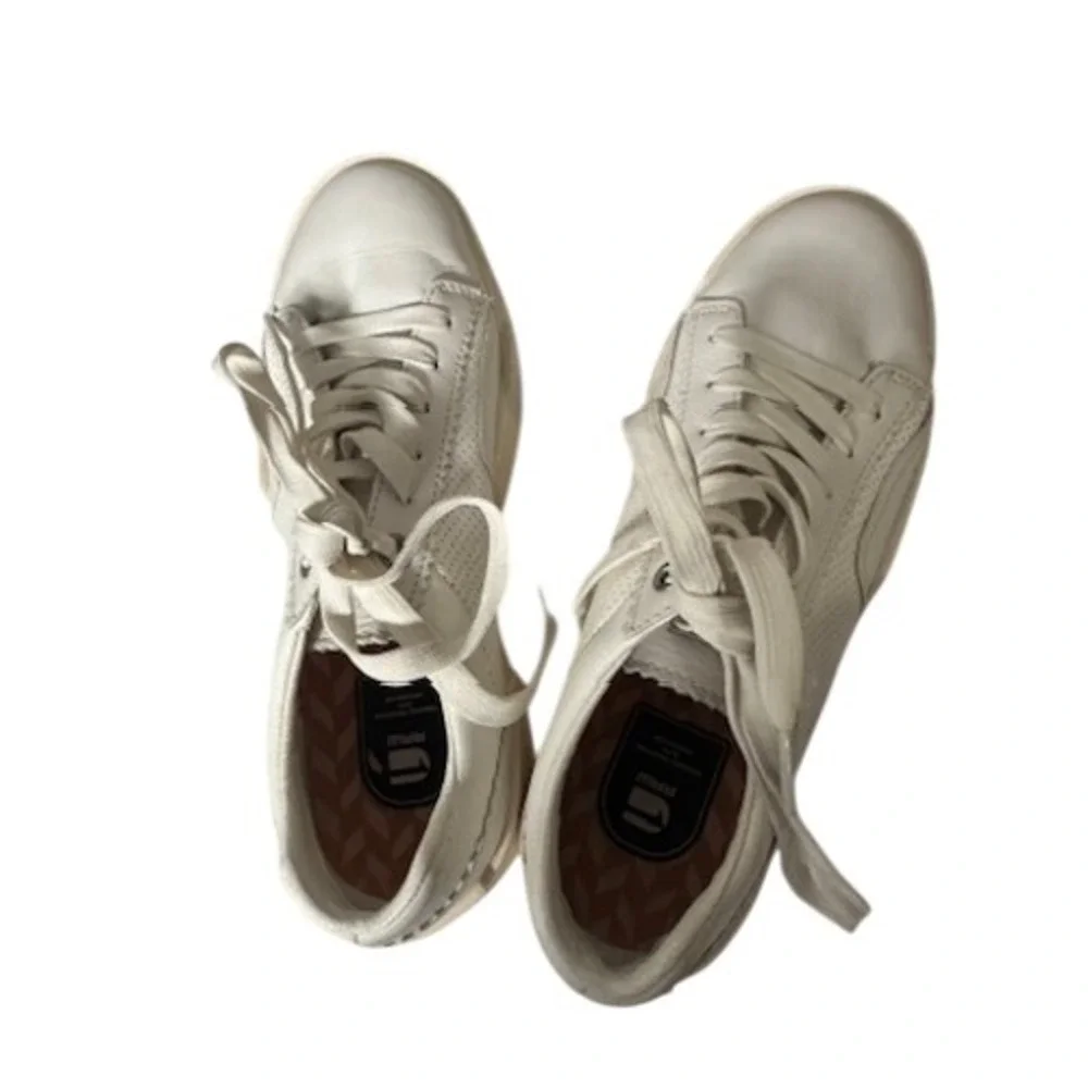G-Star RAW Womens White Leather‎ Perforated Platform Sneakers Low Top Size 8 US